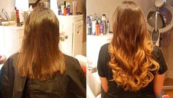 наращивание волос до и после